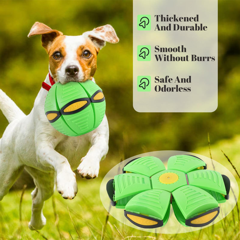 Yagamii Dog Flying Discs Toy, Changeable Shape Bouncy Flying Saucer Ball, UFO Magic Ball, Outdoor Flat Throw Doggy Disc Ball, Interactive Pet Toy, Stomping Deformation Ball (Green) Green