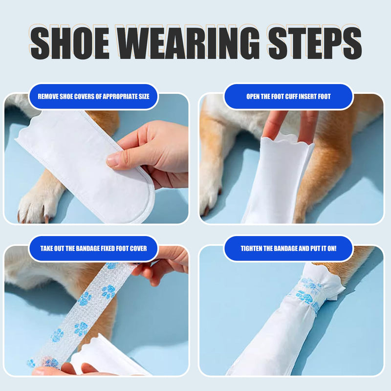40Pcs Disposable Dog Booties for Paw Protection Dog Feet Covers Pet Shoes for Dogs Paw Wound Recovery Protectors with 2 Roll Dogs Paw Bandage for Medium Large Breeds(Blue, 40 Pack) Blue - PawsPlanet Australia