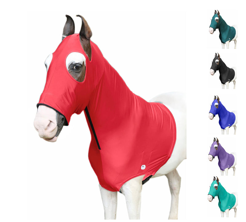 Majestic Ally Stretch Lycra Horse Hood with Zipper… Red Large - PawsPlanet Australia