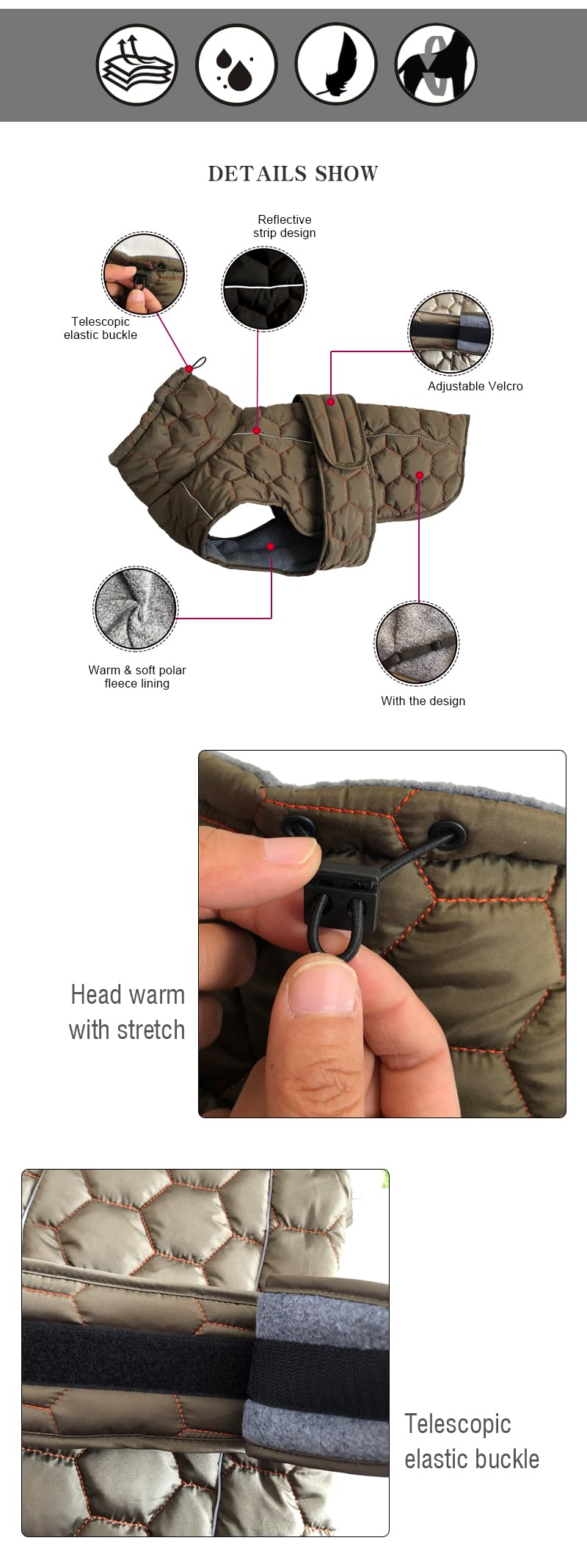 Dog Cold Weather Coat Vest Warm Fleece Jacket Puffer Dog Clothes for Small Dogs Medium Large Dogs (Green, Small) Green