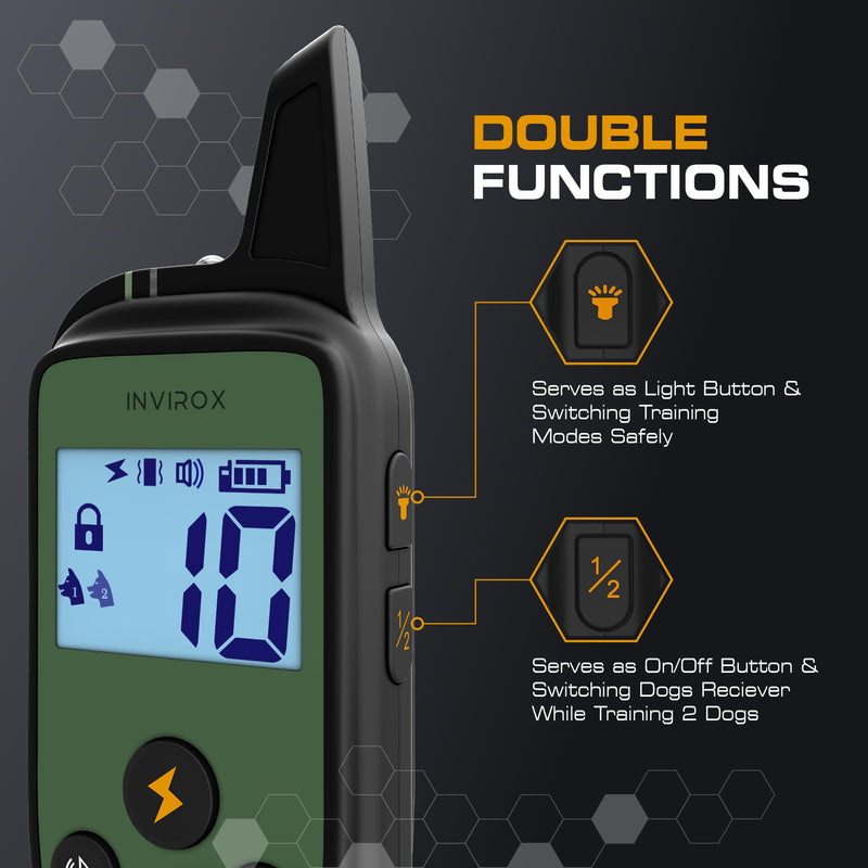 INVIROX Dog Training Collar with Remote [Spark K9] 1100 Yard Range, 124 Levels of Control, Beep, Vibration & E-Stim Modes, IP67 Waterproof E Collar for Dogs Training Spark K9 - PawsPlanet Australia