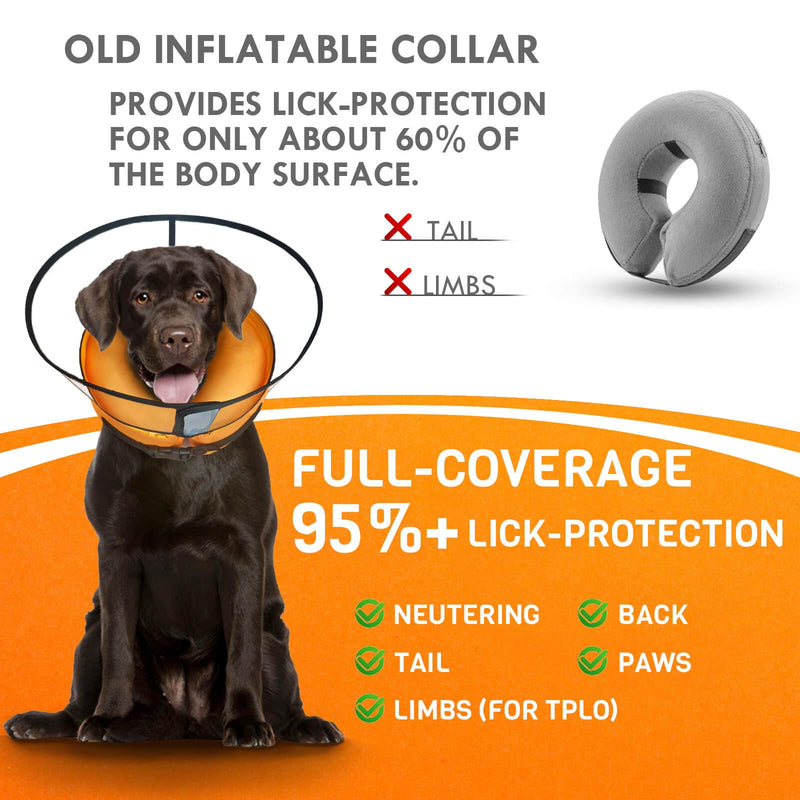 2 IN 1 Dog Donut Collar with Cone, Inflatable Dog Collars for after Surgery, Cat Cone [Size 5] Orange Size 5