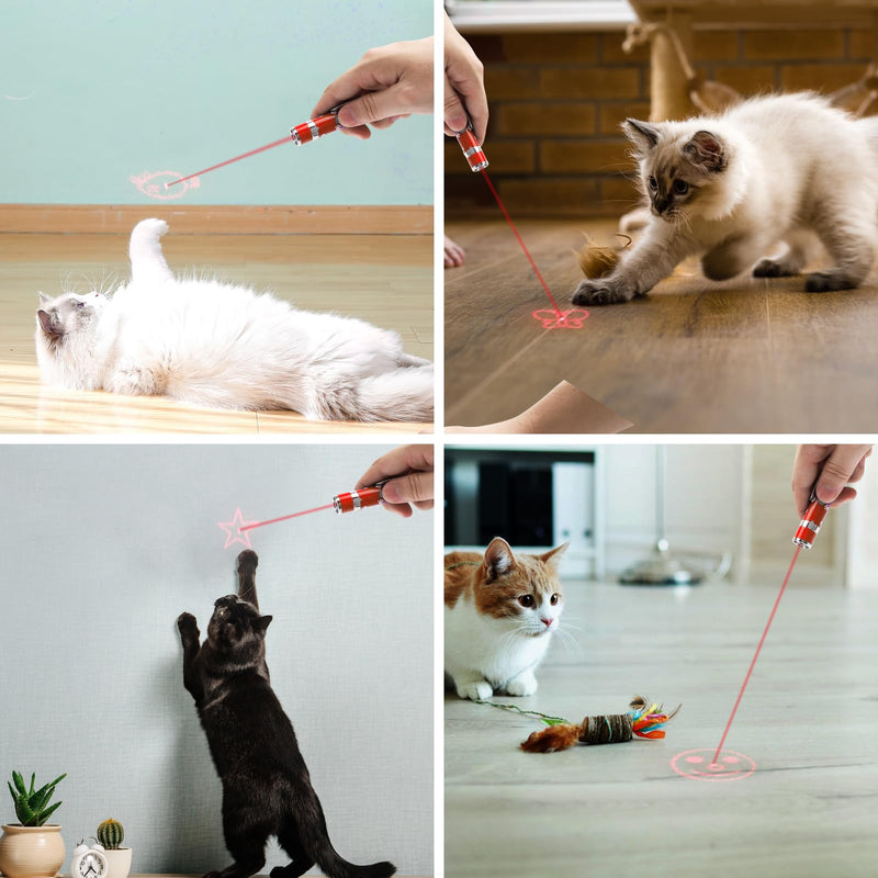 EAWONGEE Cat Toys Rechargeable, Indoor Cats Chase Light Toy, Interactive Toy for Kitty Pet Dog with 3 Light Modes 5 Adjustable Patterns, Red Red 1 PCS - PawsPlanet Australia