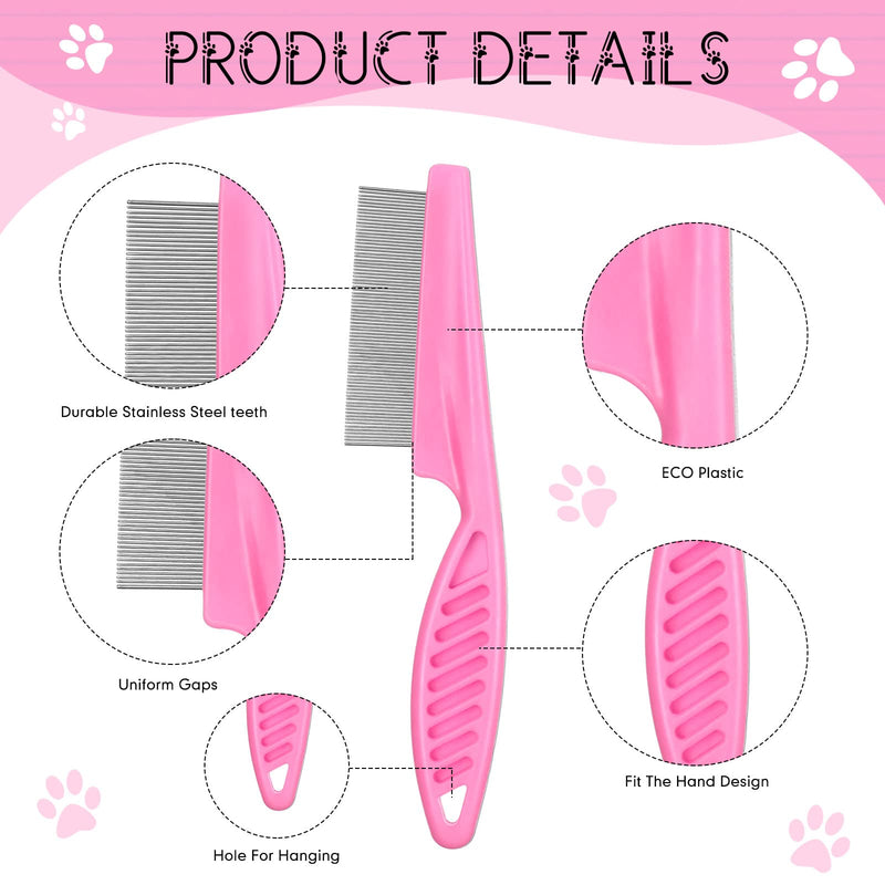 10 Pcs Flea Comb for Dogs and Cats Flea Remover Tool with Stainless Steel Metal Teeth for Detangling Grooming Kit, Pink, Blue, White and Green, 2 Sizes - PawsPlanet Australia