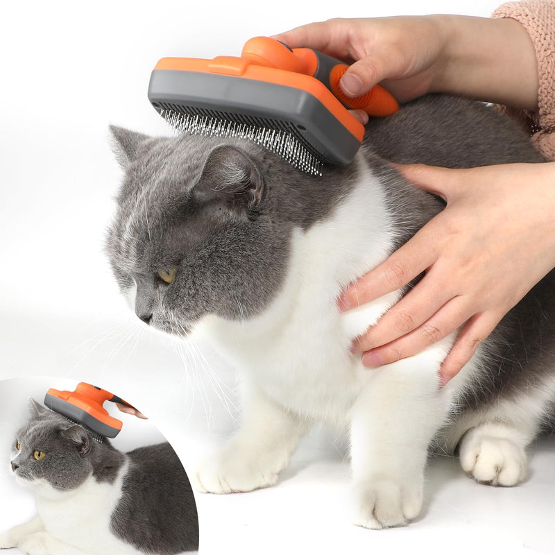 LION TAMER Self-Cleaning Slicker Brush for Dogs & Cats, Hair Brush for Pets, Deshedding Brush, Orange, Large - PawsPlanet Australia