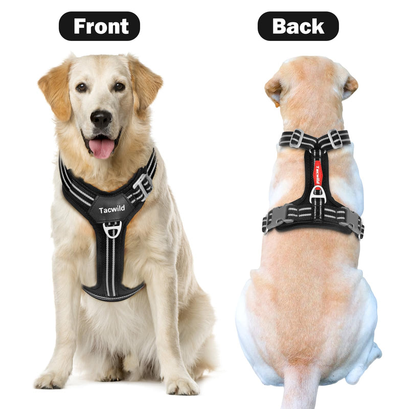 No Pull Dog Harness - Adjustable Reflective Dog Vest with Metal Snap, Soft Breathable Mesh No Choke Puppy Harness, Easy to Put on & Take Off (Black-M) Black Medium - PawsPlanet Australia
