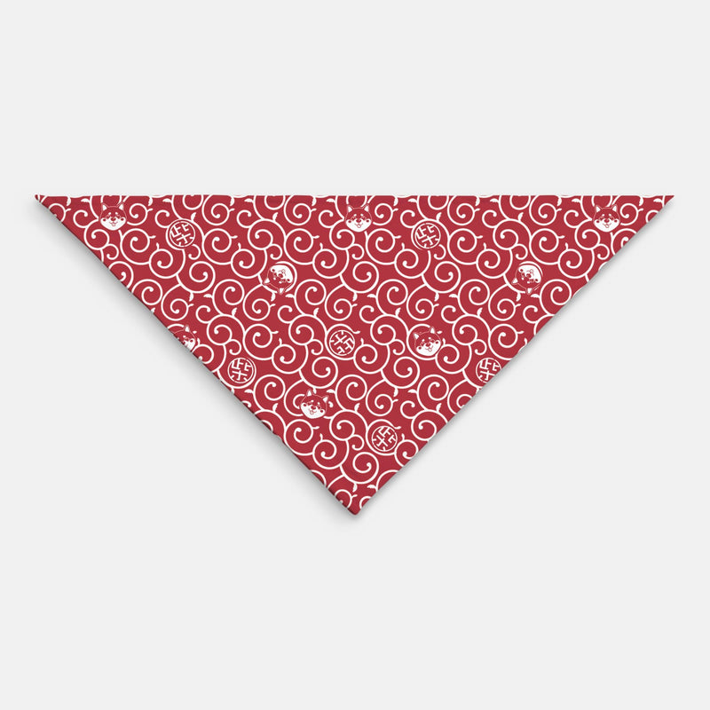 Shiba Inu Dog Karakusa Bandana Large with Kawaii Shibaken Logos & Shiba Kanji Logos Comfortable, Washable, and Stretchy Pet Scarf Size One-Sided Print (Red) Red - PawsPlanet Australia