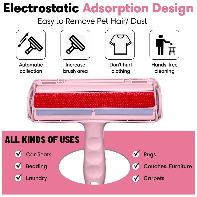 Extra Sticky Lint Roller for Pet Hair Removal – Ideal for Dogs & Cats | Effective Pet Supplies & Grooming Tools | Cat and Dog Hair Remover for Couch & Furniture | Travel Size Lint Roller Pink - PawsPlanet Australia