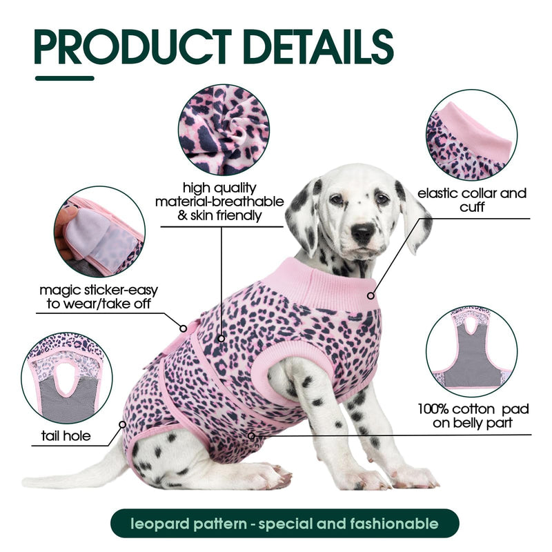 Kuoser Dog Surgery Recovery Suit, Recovery Suit for Female Male Dogs, Dog Onesie After Surgery Spay Neuter, Anti-Licking Pet Surgical Recovery Snugly Suit, Bodysuit for Abdominal Wounds Skin Disease X-Large (Back:20.1-24.8'', Weight:42-75 LB) 8#Pink - PawsPlanet Australia