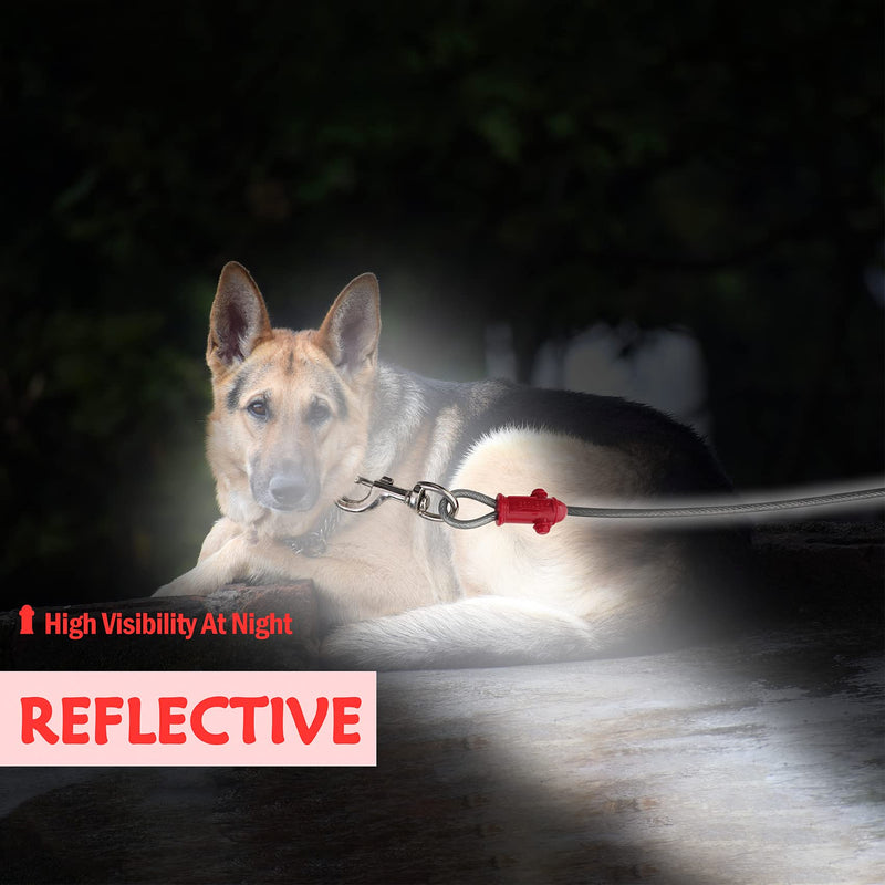 Petest Reflective Tie Out Cable with Crimp Cover for Super Dogs Up to 250 Pounds, 15 Feet 250lbs15ft Red & Cool Grey - PawsPlanet Australia