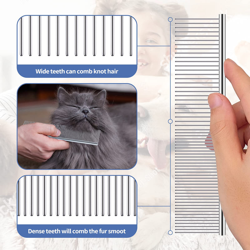 Undercoat Rake for Dogs, Long Tooth Grooming Rake + Stainless Steel Shedding Comb, Deshedding Brushes for Large Pet Horse Longhair Cat, German Shepherd Husky Brush