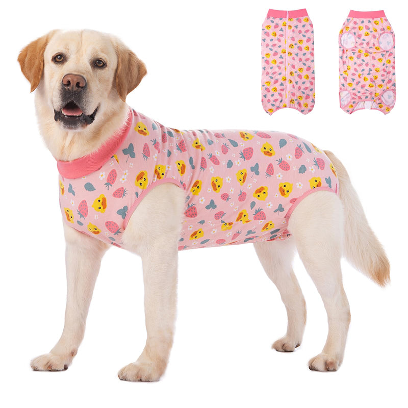 Recovery Suit for Dogs After Surgery, Large Medium Dog Recovery Onesie Surgical Suit for Prevent Licking Cone Alternative, Soft Cotton Covers Wound Body Suit for Male Female Dogs(7XL,Duck Pink) 7X-Large (Pack of 1) Duck Pink
