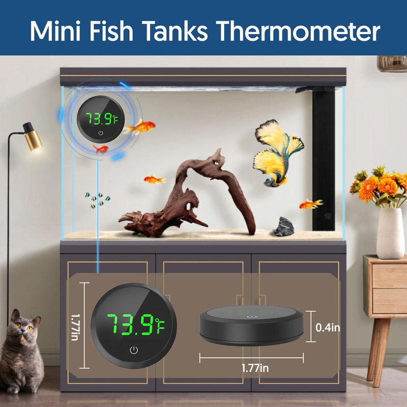 QZQ Fish tank thermometer Aquarium thermometer wireless touch Stick Digital Aquarium Thermometer LED display ±1°F for monitoring The Fish tank aquarium temperature accessories (Black) Black - PawsPlanet Australia