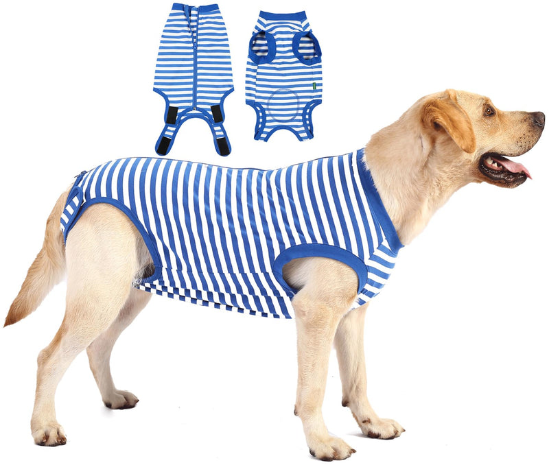 Dog Recovery Suit Surgery Shirt for Large Female Male,Blue XXL XXL(Back 22.4",chest 31") Blue-White Striped Suit - PawsPlanet Australia