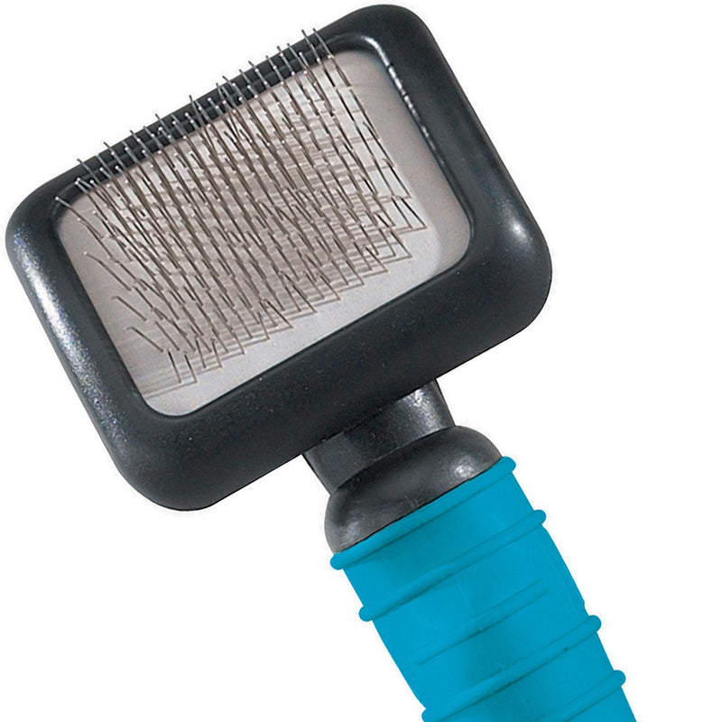 Master Grooming Tools Ergonomic Slicker Brushes — Molded Brushes for Grooming Dogs - Small, 3⅛" x 2½", Teal S