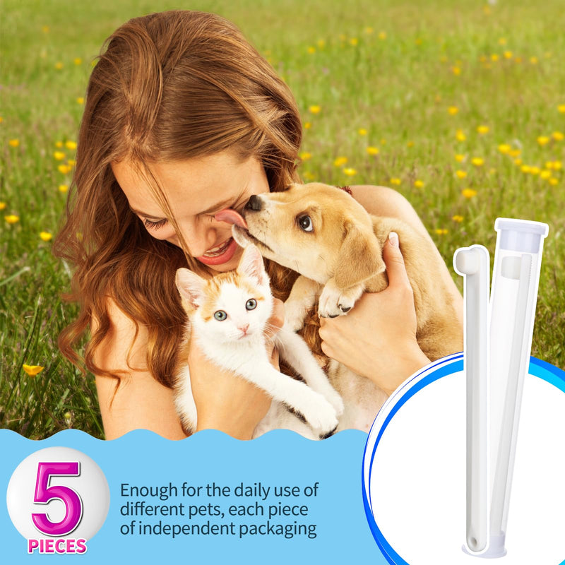 Newday Small Dog & Cat Toothbrush 5 Set, Micro Nano Bristles to Clean pet Teeth Toothbrushes, Puppy Dogs Pet Tooth Cleaning Kit with Storage Box（White - PawsPlanet Australia