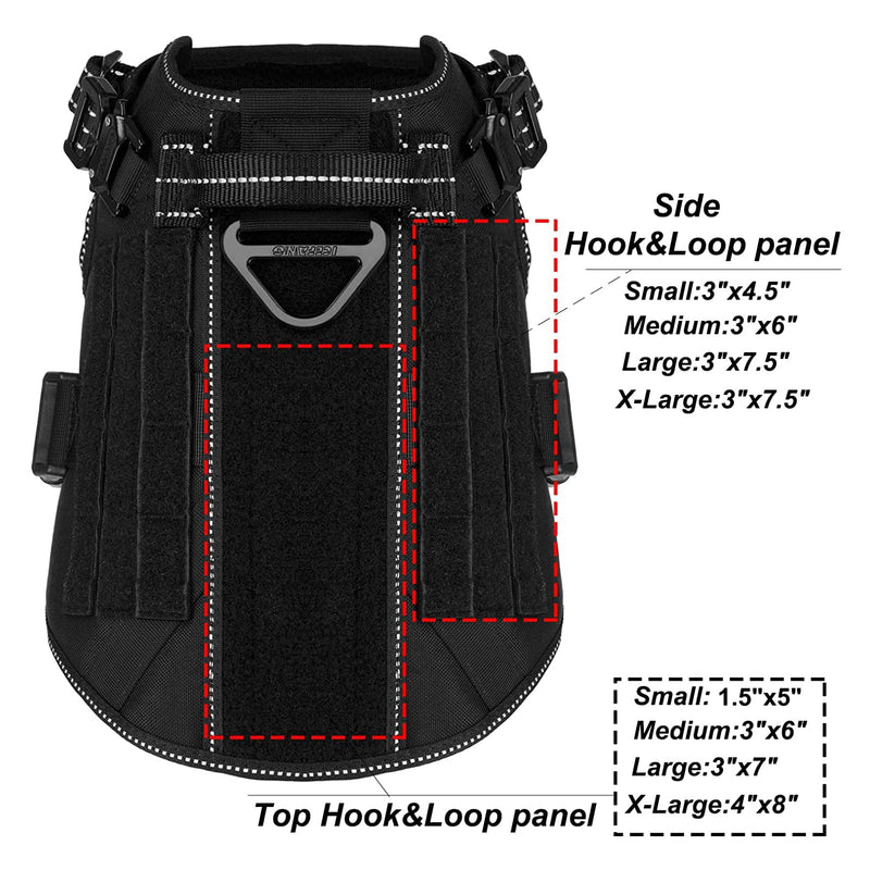 ICEFANG GN1 Reflective Tactical Dog Harness Medium Sized, MOLLE K9 Dog Vest with 2X Metal Buckles,Adjustable Pet Harness, No Pulling Front Leash Clip (Medium (Pack of 1), Black) Medium (Pack of 1) - PawsPlanet Australia