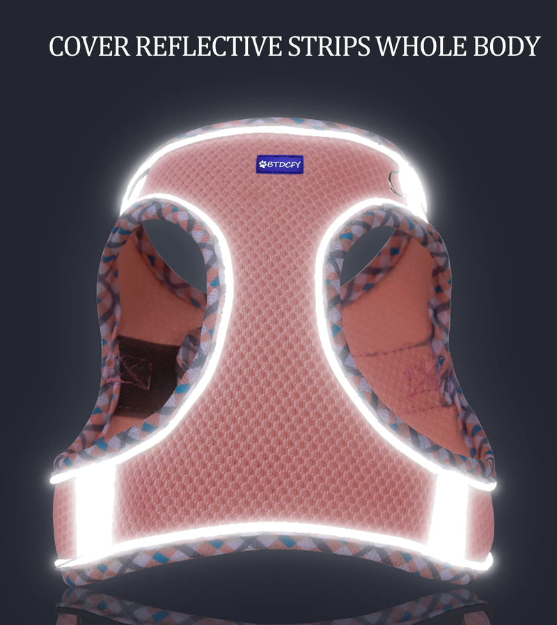 Step in Mesh Dog Harness and Leash Set - Breathable Air Mesh Reflective Escape Proof Vest - No Choke, Lightweight XXS(neck:8.5"-9.5",chest:10"-11.5") Pink - PawsPlanet Australia
