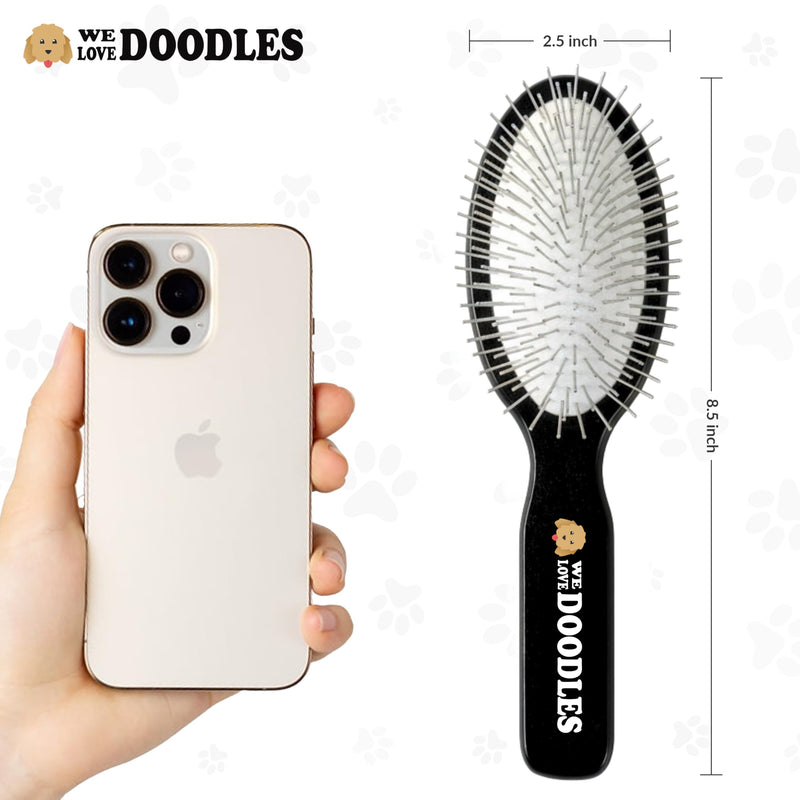 Pin Brush for Dogs, Pet Grooming Detangler Pin Dog Brush, Dog Brush for Shedding and Removing Loose Fur, Lightweight Beech Wood with Silver Plated Pins for Dogs with Long Hair [We Love Doodles] - PawsPlanet Australia