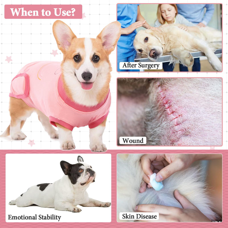 IDOMIK Recovery Suit for Dogs After Surgery, Soft Dog Surgery Suit for Female Dogs Cats, Small Medium Dog Onesie for Female Spay Surgery, Dog Cone Alternative Anti-Licking Abdominal Wound S(Chest Girth:15.75"-18.90") A-Pink cartoon - PawsPlanet Australia