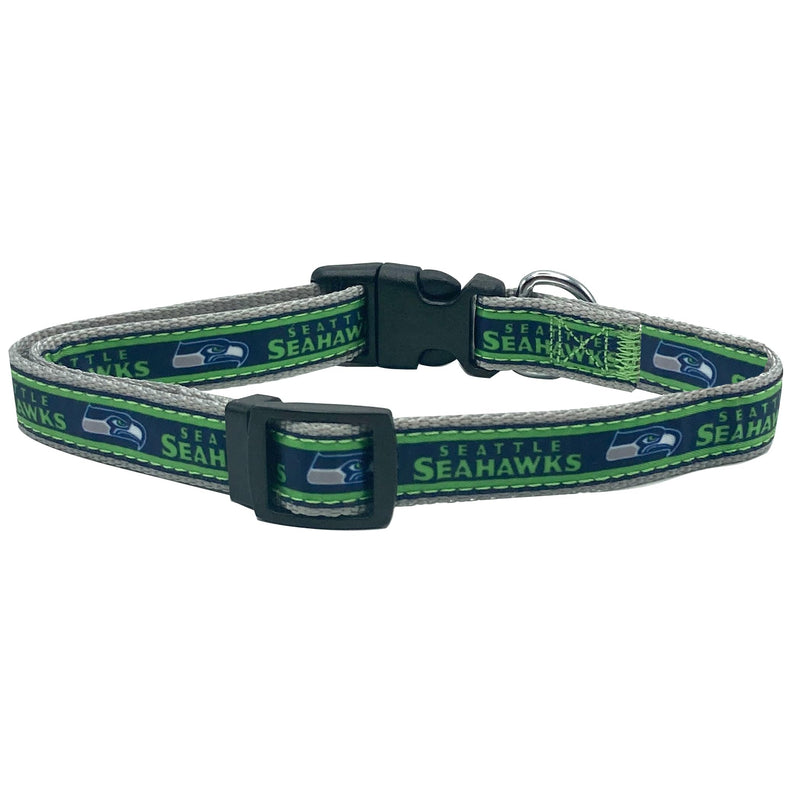 Pets First NFL Seattle Seahawks Licensed PET COLLAR, Small - Heavy-Duty, Strong, and Durable Dog Collar. Available in 31 Football Teams and 4 Sizes