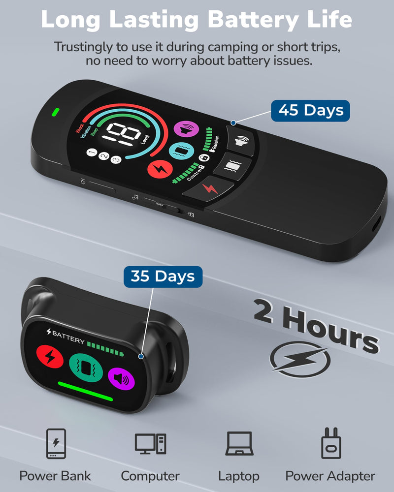 Dog Shock Collar with Remote Control, 3300FT Dog Training Collar with Beep/Vibration/Shock, Security Lock, IPX8 Waterproof Ecollar Rechargeable for Medium Large Dogs Black