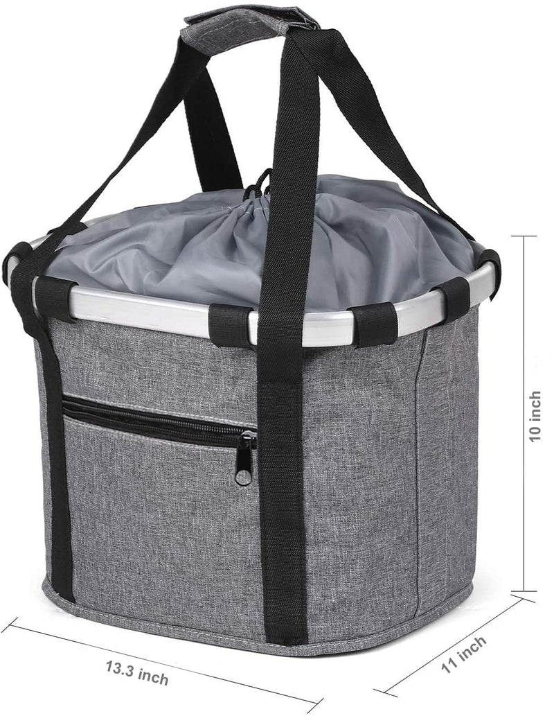Detachable Bike Basket, Dog Cat Bicycle Handlebar Front Bag Pet Carrier with 5 FT Dog Leash for Cycling, Shopping, Picnic, and Outdoor (Gray) Gray - PawsPlanet Australia