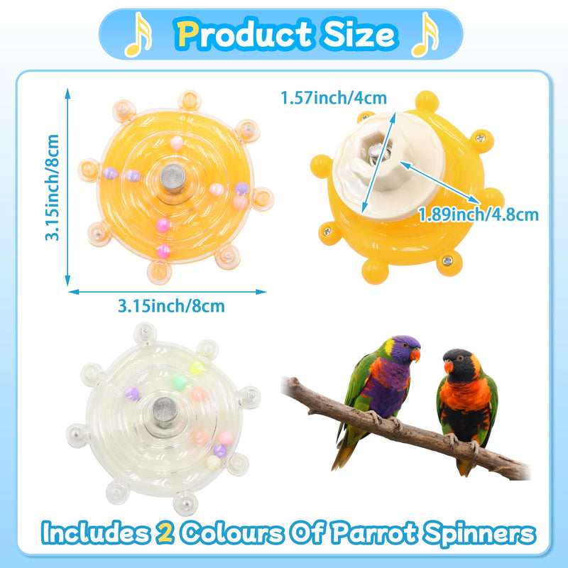 2 Colors Bird Toys for Parrots, Small Bird Cage Toys with Spinning Rattle, Hanging Roller Parakeet Cage Accessories for Chewing Exercise, Budgie Entertainment (White and Yellow) White and Yellow - PawsPlanet Australia