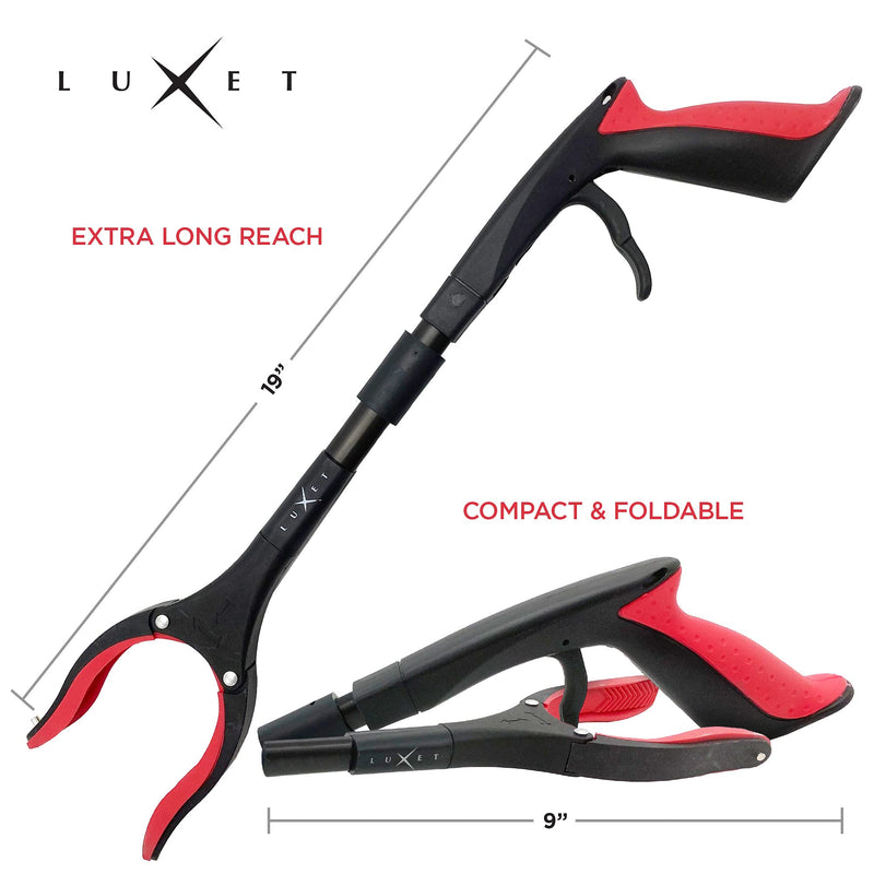 Grabber Reacher Tool 19 Inch Long, Foldable Pick Up Stick - Strong Grip Magnetic Tip - Heavy Duty Trash Picker Claw Reacher Grabber Tool Elderly Wheelchair Mobility Aid (Red) Red - PawsPlanet Australia