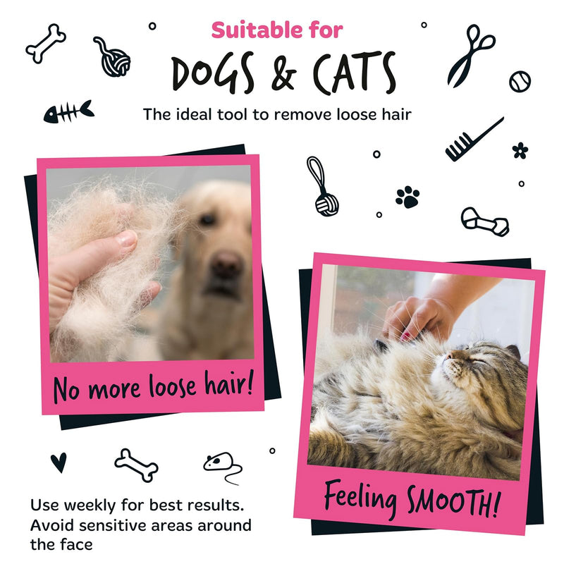 Deshedding brush for dogs, cats, horses & pets. Professional pet comb dog brushes for grooming for short to long hair undercoat rake dog brush. Great Cat brush dog comb that reduces shedding
