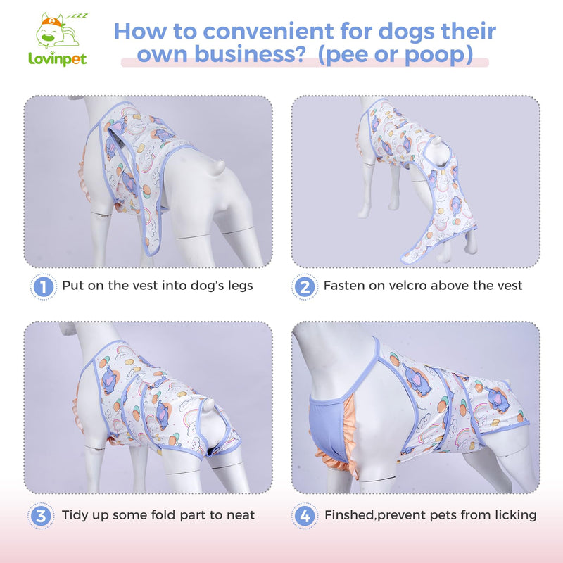 LovinPet Dog Recovery Suit for Large Medium Dogs - Dog's Bodysuit Wound Protective Surgical for Abdominal Wounds After Surgery Anti-Licking Dog Onesies,Elephant,Yellow,M Yellow collar/Blue - PawsPlanet Australia