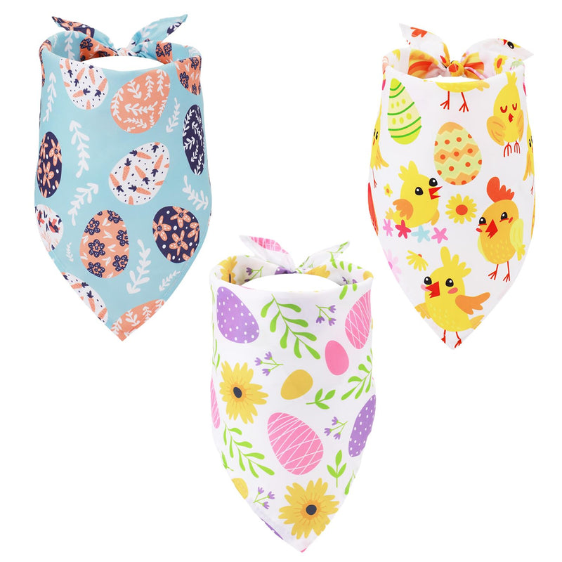 3pcs Easter Dog Bandana, 27.56x18.89 Inch Lovely Easter Pet Triangle Scarf Easter Egg Kerchief Flower Chicken Colorful Easter Puppy Bibs for Dogs Easter Party Gift - PawsPlanet Australia