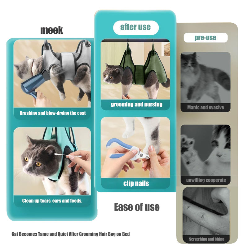 Pet Grooming Hammock with Safety Belt for Cats and Dogs - Versatile for Nail Trimming, Bathing, and Coat Care (Size S) grey - PawsPlanet Australia