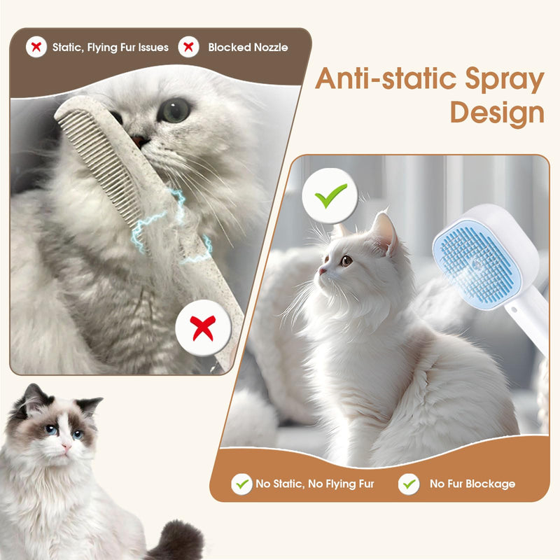 Cat Steam Brush，3 In 1 combs for indoor cats，pet steam brush for shedding,Dog shedding for Long and Short Hair Dogs and Cats Pet Grooming Brush Remove Tangled Loose Hair (Blue) Blue - PawsPlanet Australia