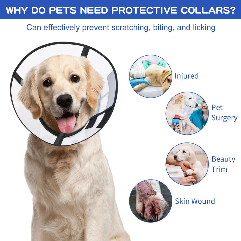 Cone Collar for Dogs, Collar Dog Leak Protection, Large, Black Dog Collar, Leak Protection with Fastening, Protective Collar for Dogs After Surgery Recovery, Adjustable and Foldable