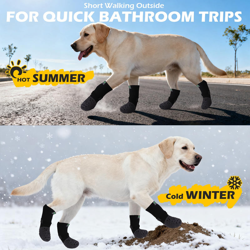 EXPAWLORER Anti Slip Dog Socks to Prevent Licking Paws, Winter Snow Dog Boots & Paw Protectors Booties for Hardwood Floors with Heart Grippers, Dog Shoes for Small Medium Large Senior Dogs Black XS X-Small - PawsPlanet Australia