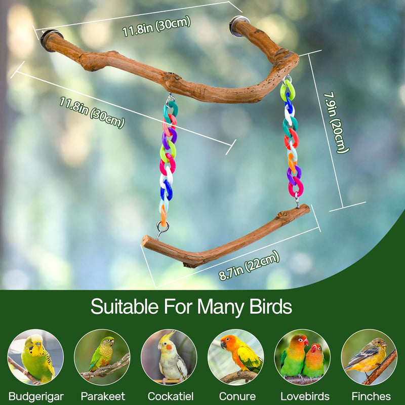 Bird Swing Toys, Standing Bird Perch with Natural Grape Wood, U Shape Hangable Birdcage Accessories, Birds Chewing Toy for Budgerigars, Parakeets, Cockatiels, Conures, Lovebirds, Finches (1Pack) 1Pack - PawsPlanet Australia
