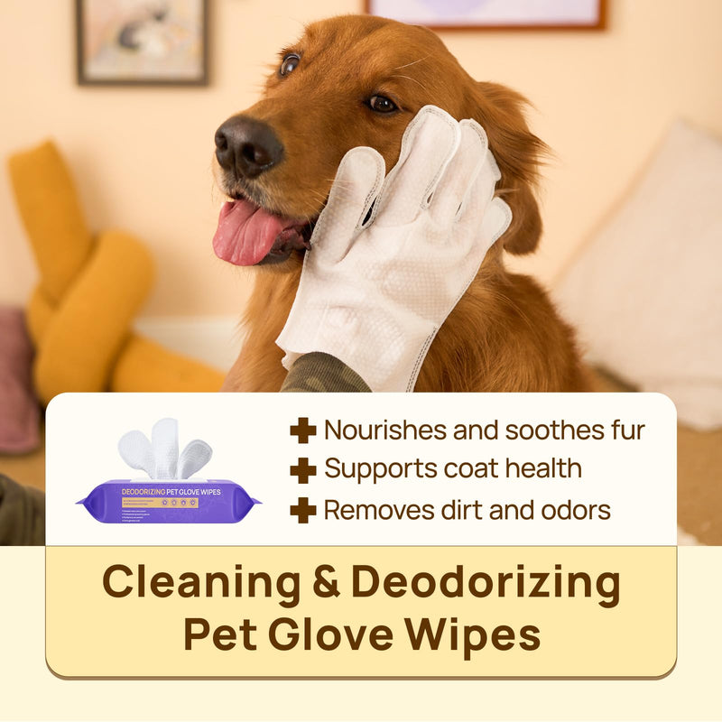 HICC PET Cleaning Deodorizing Glove Wipes for Dogs & Cats, Vet Recommended Hypoallergenic Hydrating & Nourish Fur Pet Grooming Glove Wipes, Pet Bathing Wipes for Horse Coat Care, 20pcs Rose Scent 20 PCS - PawsPlanet Australia