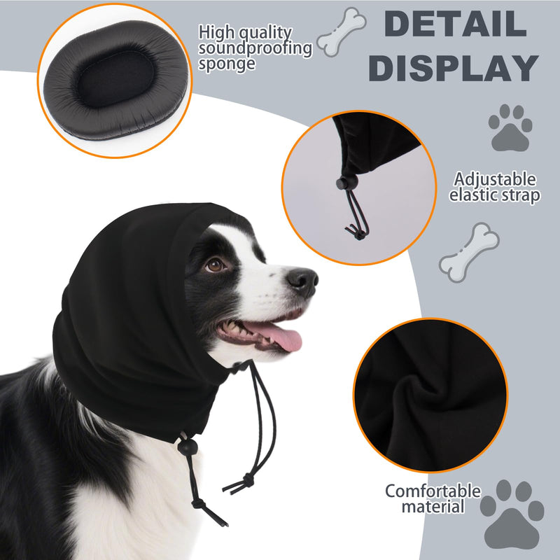 Dog Calming Hoodie, Dog Head Warp Anxiety Relief, Ear Muffs Protector for Noise Protection from Airplane, Fireworks, Thunder, Travel-Comfort, Grooming, Bathing Fit All Breeds(L) L