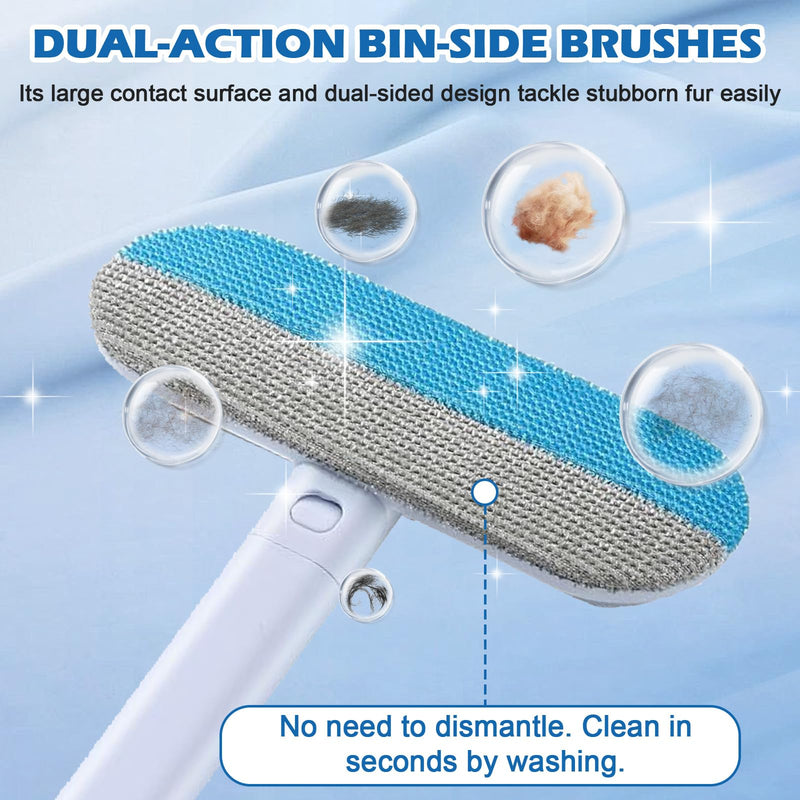 Pet Hair Remover for Couch, Furniture & Car Seats - Reusable Lint Roller for Dog and Cat Hair Removal on Clothes, Carpet, Bedding - Eco Friendly, No Sticky Refills, with Long Handle & Squeegee - PawsPlanet Australia