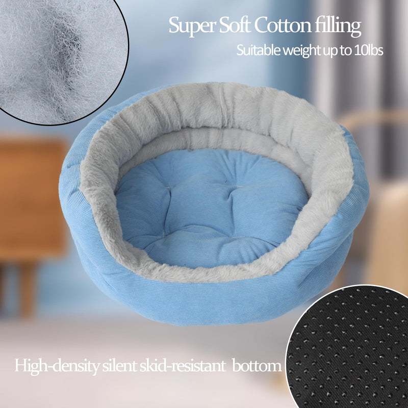Puppy Bed for Small Dogs Washable Cat Bed,Donut Calming Blue Dog Sofa for Cute Small Kitten Anti Slip for Anxiety Pet Sleeping Couch Soft Sherpa Round Beds for Doggy and Kitty Fluffy Cushion,16 inch 16"L x 16"W x 6"Th - PawsPlanet Australia
