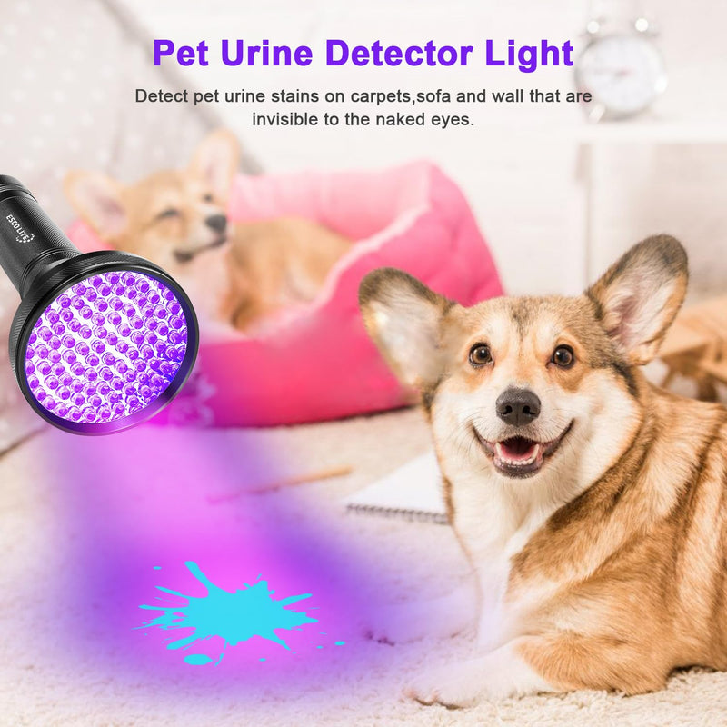 ESCO LITE Black Light UV Flashlight, 100 LED Black Light for Pet Urine Detection,Ultraviolet Flashlights for Dog Urine, Scorpions,Dry Stains and Bed Bug - PawsPlanet Australia