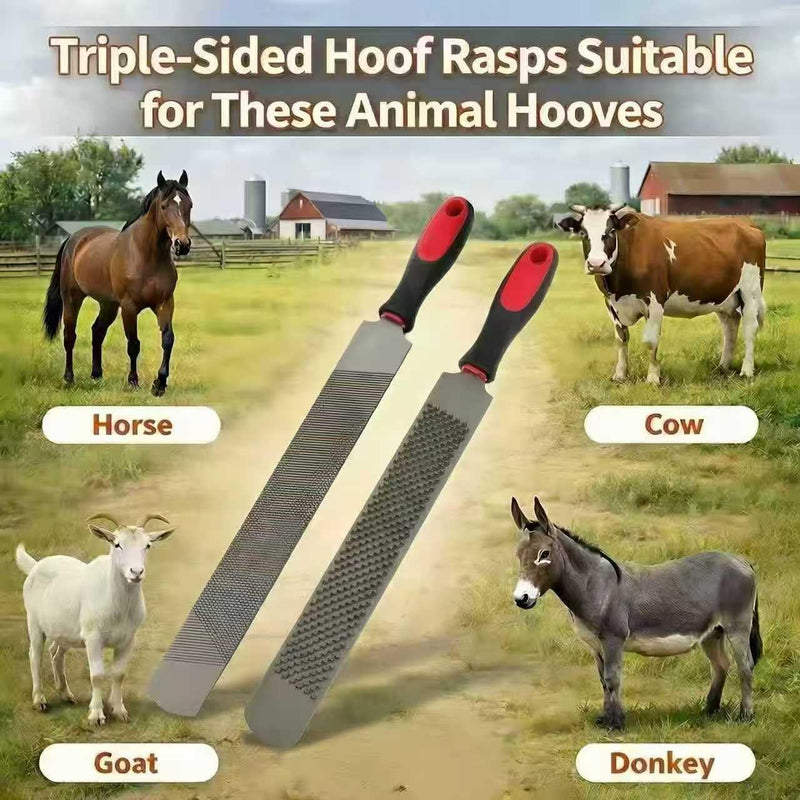 18Inch Double-Sided Farrier Rasp - Professional Hoof Rasp for Horses, Coarse & Fine Filing Surfaces, Hardened Steel with Ergonomic Non-Slip Handle for Hoof Trimming and Shoeing