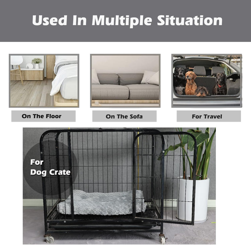 Dog Bed for Small Dogs Crate Washable Ultra Soft 24 inch Puppy Bed with Anti-Slip Pet Pillow Cushion Sleeping Up to 25 lbs Pet or Kitten Kennel Pad,24 x 18 Grey 24"x17"x4" Gray - PawsPlanet Australia
