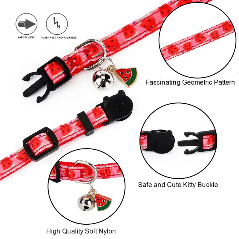 Breakaway Cat Collar with Bell, 4 Pack Safety Adjustable Cat Collars Set… fruit - PawsPlanet Australia