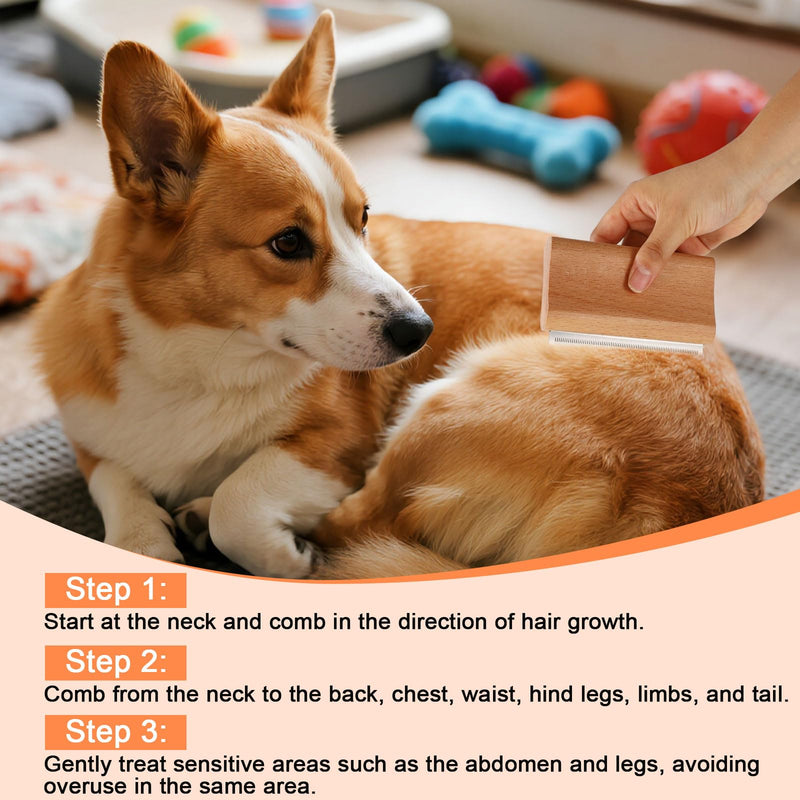Dog Deshedding Brush, Wooden Pet Kitten Hair Shedding Grooming Brush with Fine Comb Teeth Puppy Kitty Deshedding for Small Medium Large Dog Cat with Long Short Straight and Wavy Fur(Wood Color) - PawsPlanet Australia
