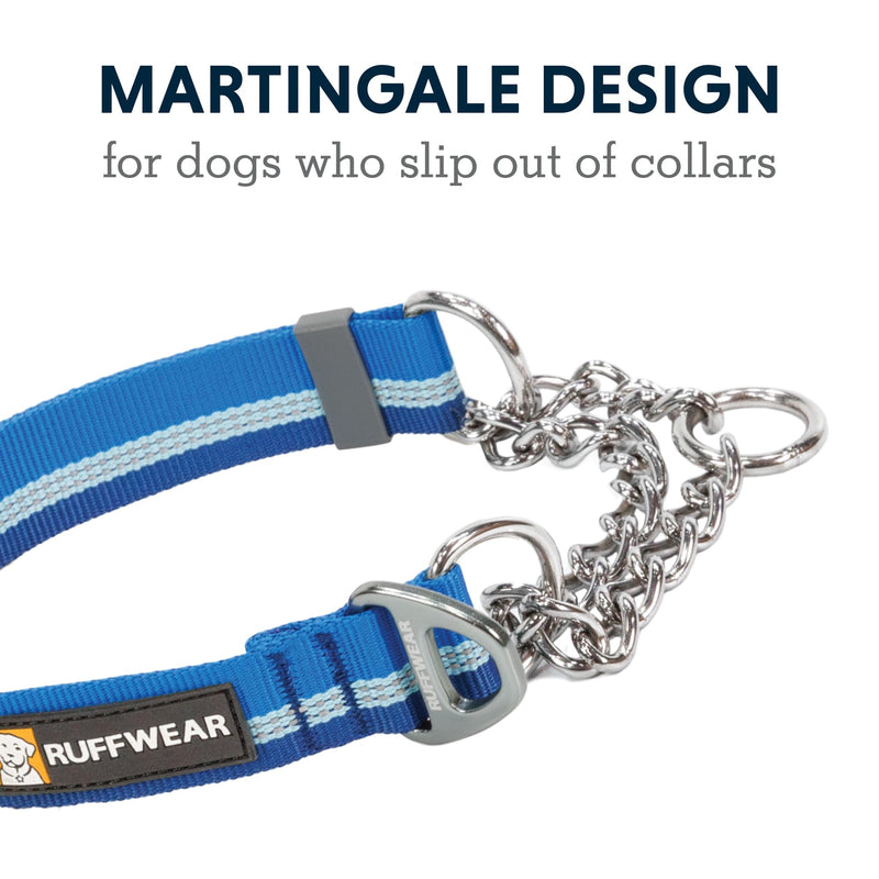 Ruffwear, Chain Reaction Dog Collar, Adjustable Reflective Martingale Escape-Proof Collar with Stainless Steel Chain, Professional Training Control, Blue Pool, 14"-20" 14"-20" - PawsPlanet Australia