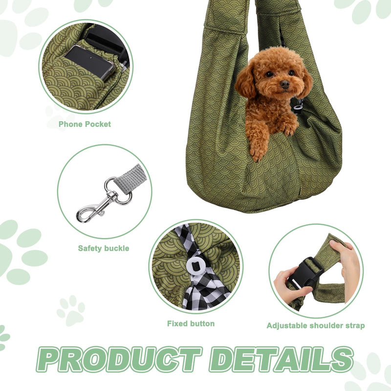 sourcing map Dog Sling Carrier for Small Dogs and Cats Up to 16.5 Lbs, Adjustable Buckle with Pocket Pet Cross Body Shoulder Bag, (Yellow Green, 1 Pcs) Intended for Outdoor Travel/Camp Yellow Green - PawsPlanet Australia