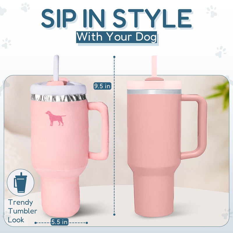 Pup Cup Tumbler – Plush and Squeaky Funny Dog Toys, Perfect Cup Toy for Small, Medium, and Large Dogs, and Coolest Presents for Puppy Birthdays (Pink Peach Dust) Pink Peach Dust - PawsPlanet Australia