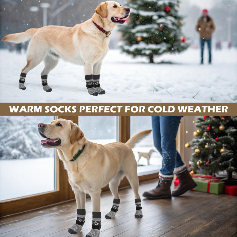 EXPAWLORER Anti Slip Dog Socks to Prevent Licking Paws, Fuzzy Dog Boots & Paw Protectors, Dog Booties for Winter, Dog Shoes for Hardwood Floors, Small Medium Large Senior Dogs,Grey XL Grey X-Large - PawsPlanet Australia